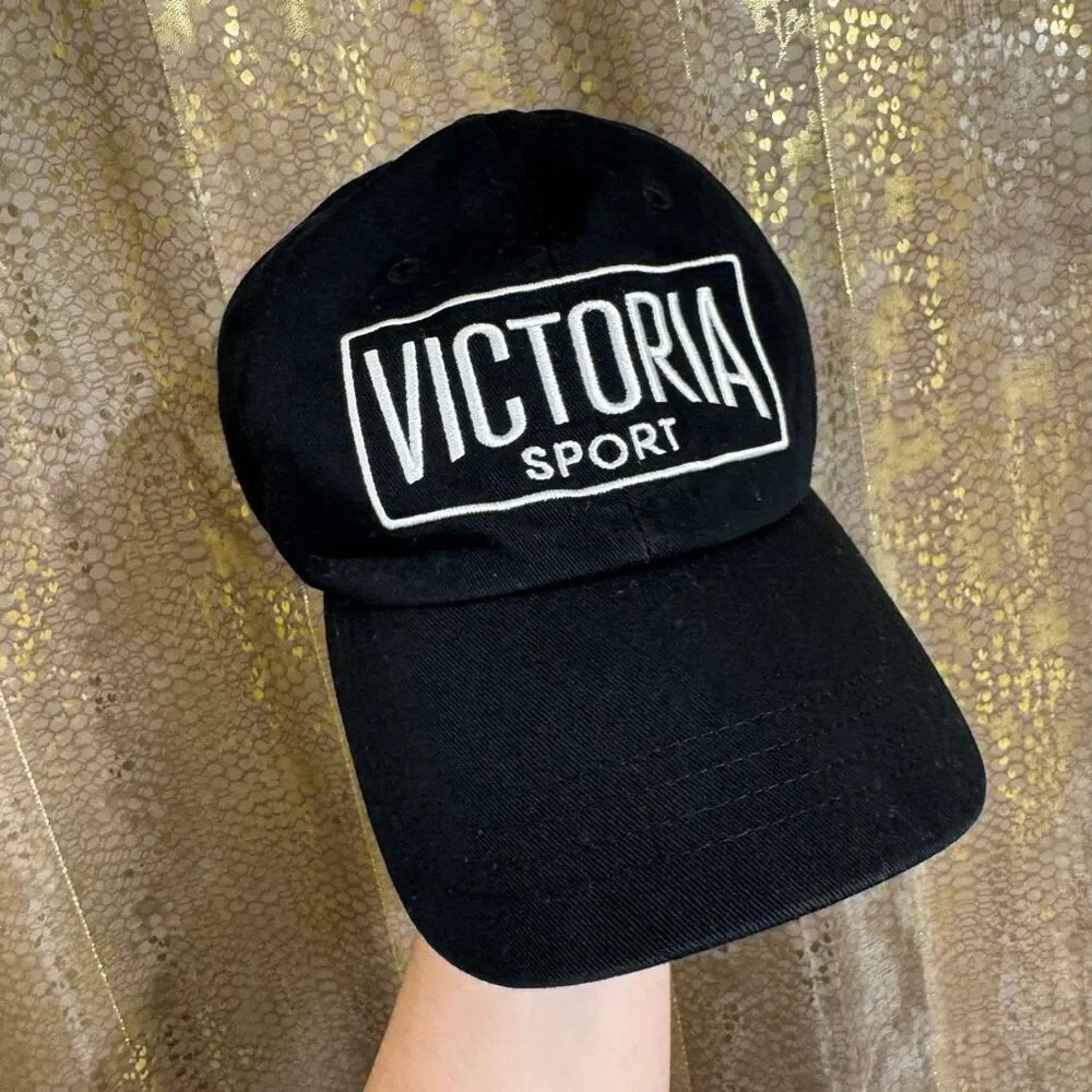 Victorias Secret Sport Black White Embroidered Baseball Hat Cap